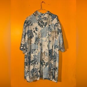 Tommy Bahama Mens Button Down Hawaiian Off White Floral Silk Shirt Size XXL/TTG